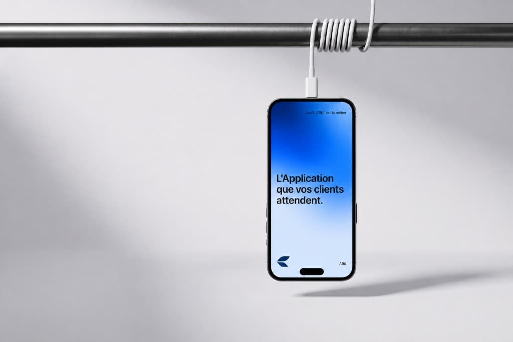 ABK application mockup on a smartphone